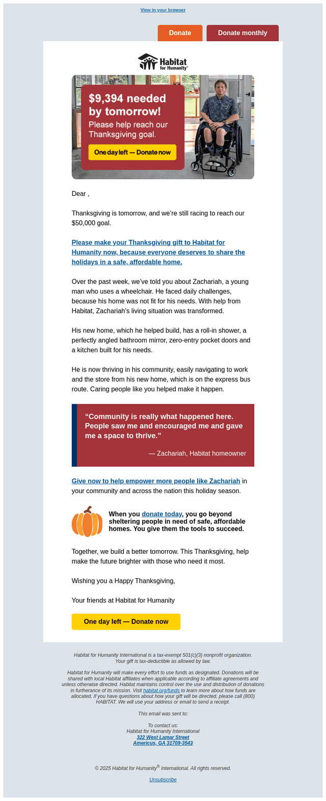 Habitat email from Wed, Nov 26, 2025