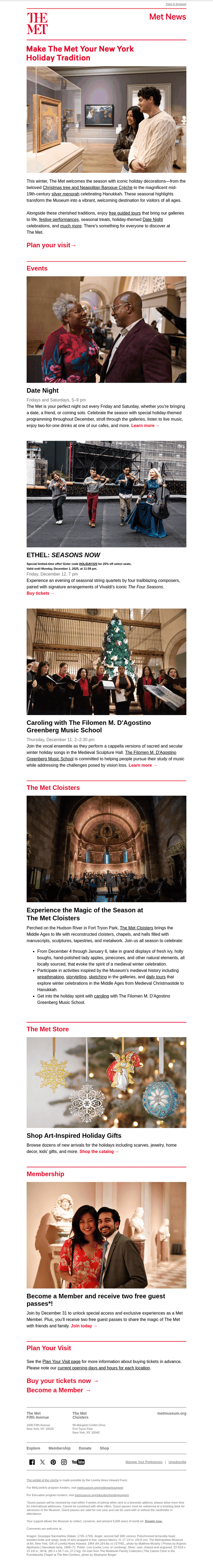 The Metropolitan Museum of Art email from Wed, Nov 26, 2025
