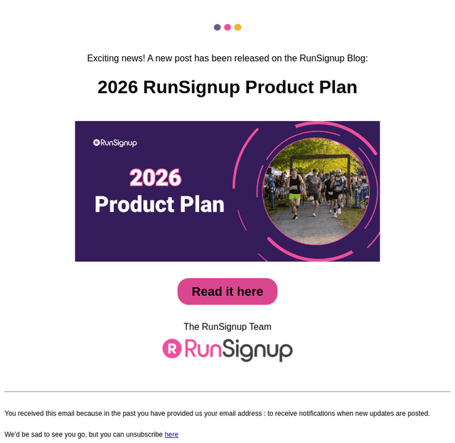 RunSignUp email from Thu, Nov 27, 2025
