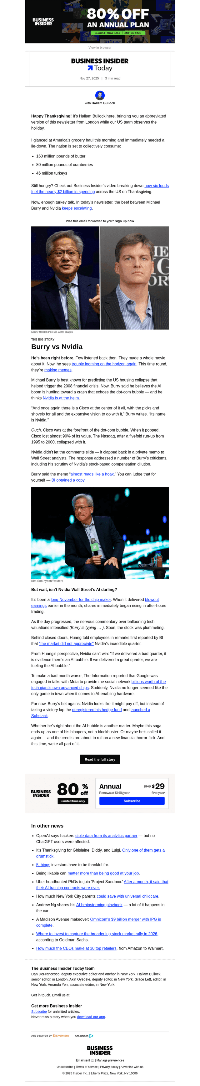 Today: Burry’s Nvidia clash escalates