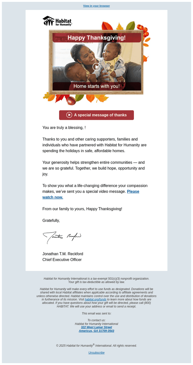 Habitat email from Thu, Nov 27, 2025