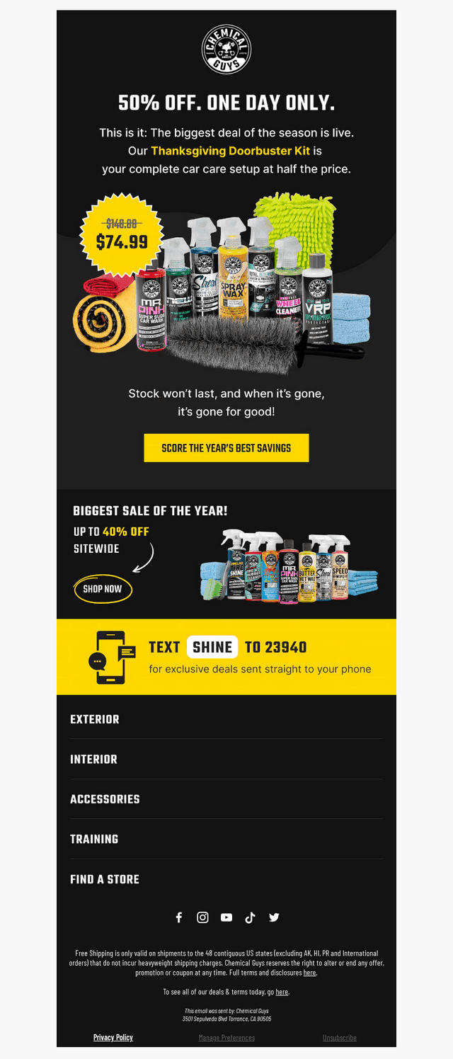 Chemical Guys email from Thu, Nov 27, 2025