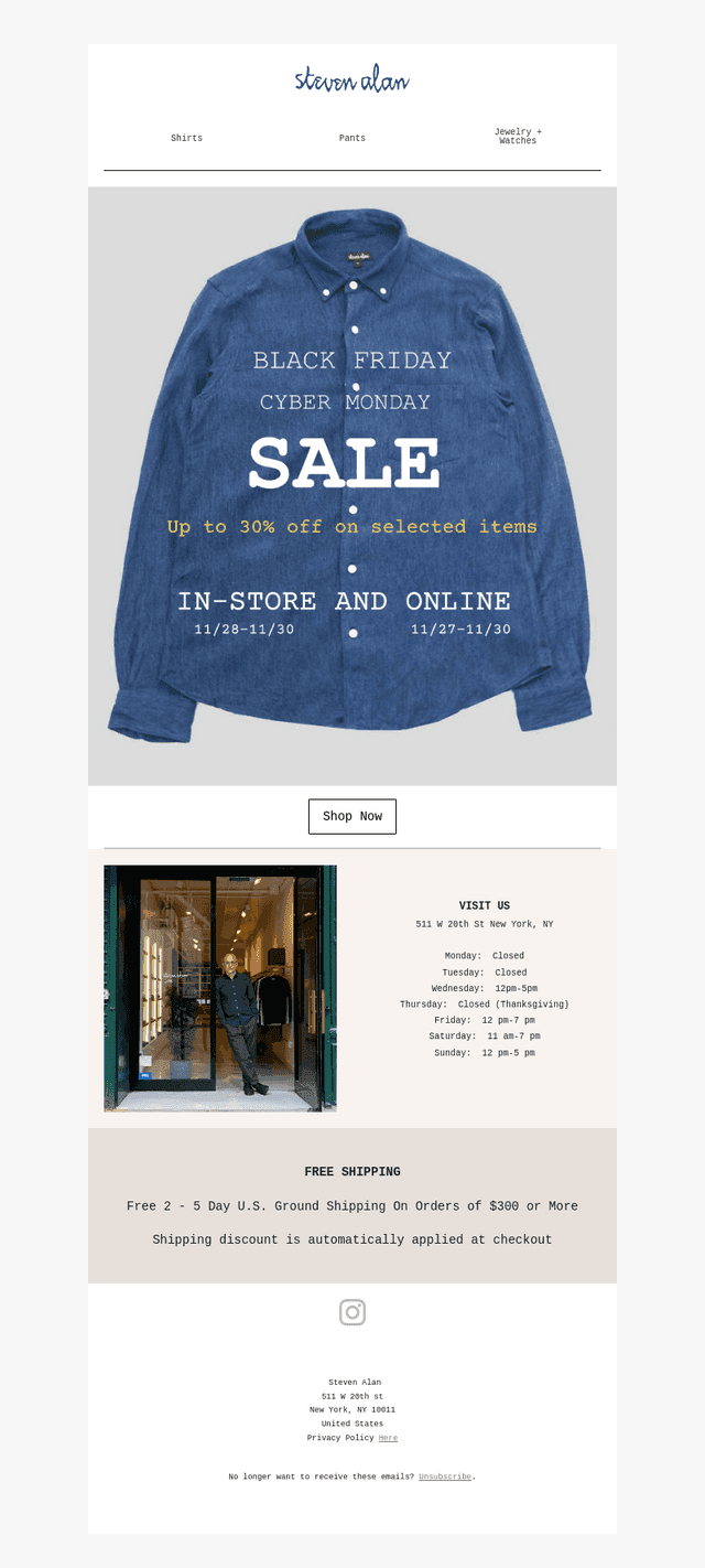 Steven Alan email from Thu, Nov 27, 2025