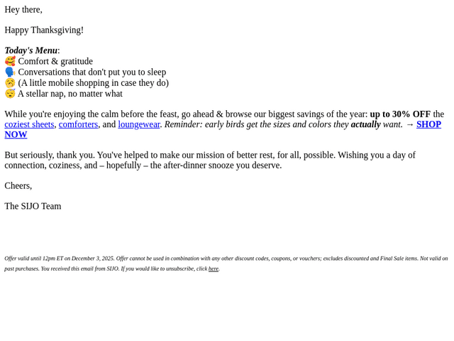 Sijo email from Thu, Nov 27, 2025