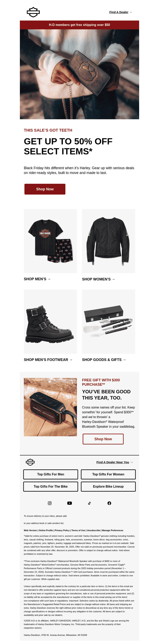 Up to 50% off select items* is here