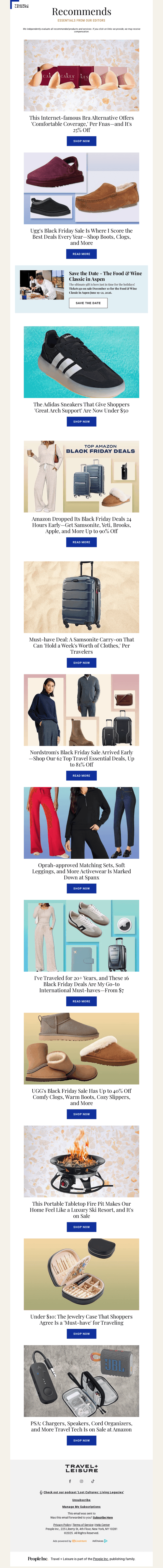 Travel + Leisure email from Thu, Nov 27, 2025