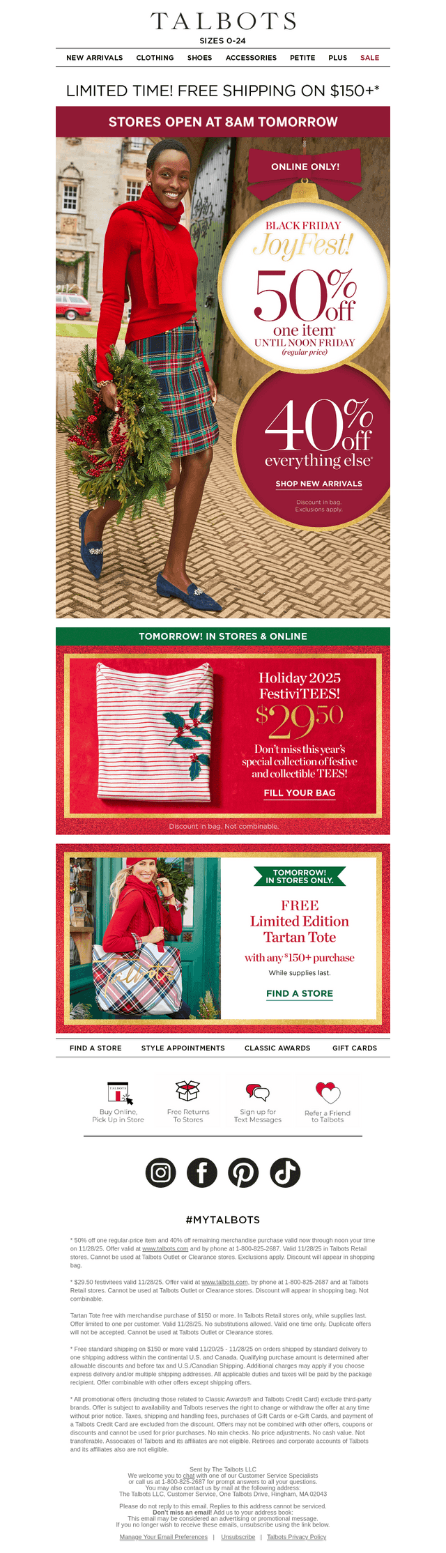 50% off + STORES OPEN EARLY TOMORROW*