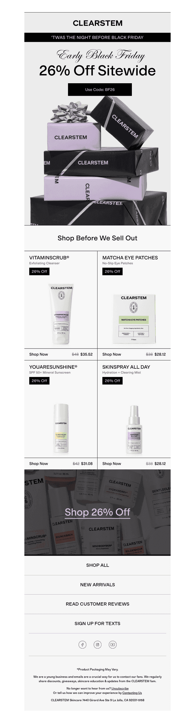 CLEARSTEM Skincare email from Fri, Nov 28, 2025