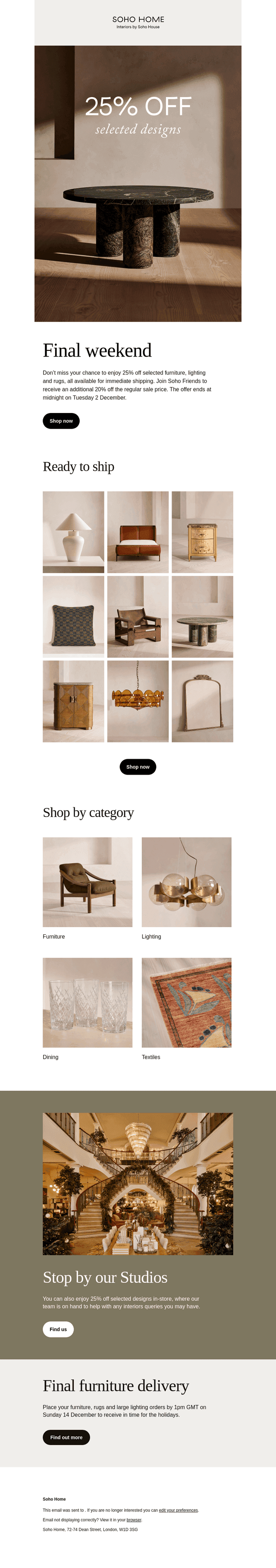 Ends soon: 25% off selected designs