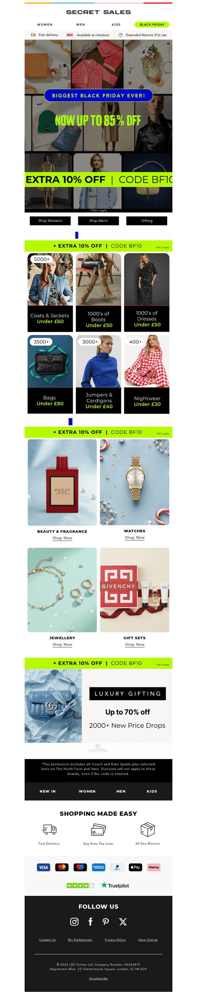 EMAIL EXCLUSIVE Up to 85% + Extra 10% Off Everything!