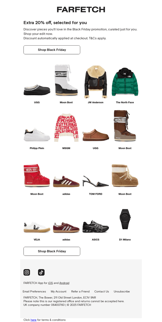 Extra 20% off sale for Black Friday