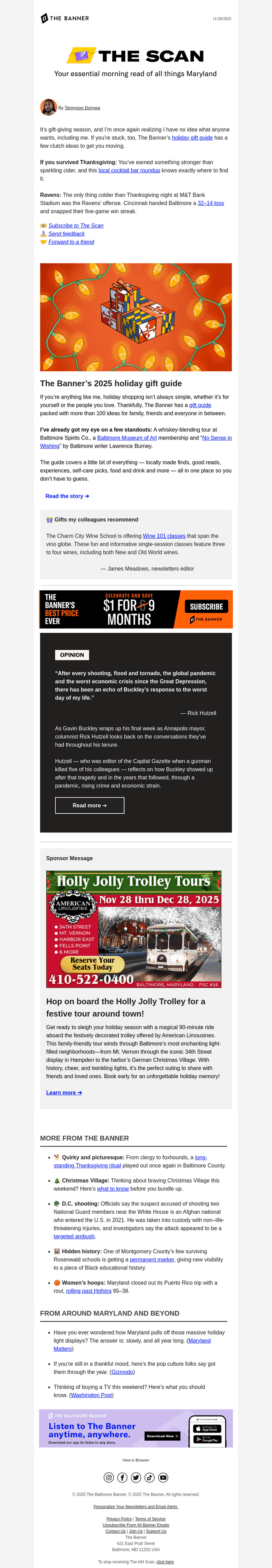 The Baltimore Banner email from Fri, Nov 28, 2025