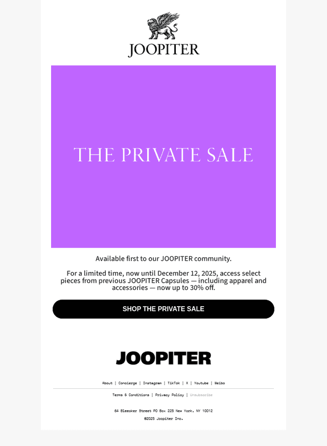 Private Sale Access Begins Now
