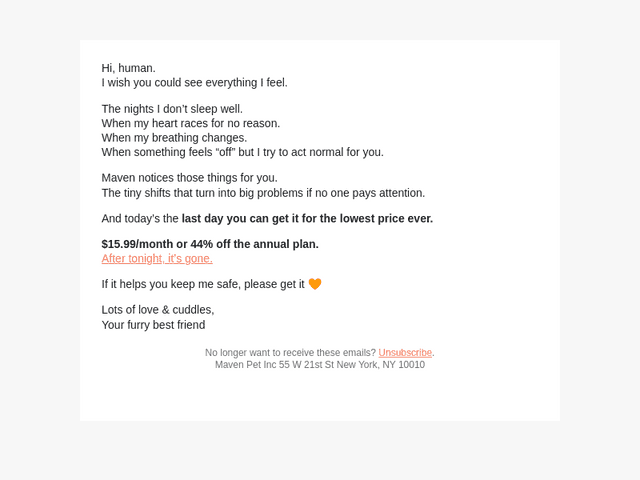 Hey… it’s me. A quick note from your pet.