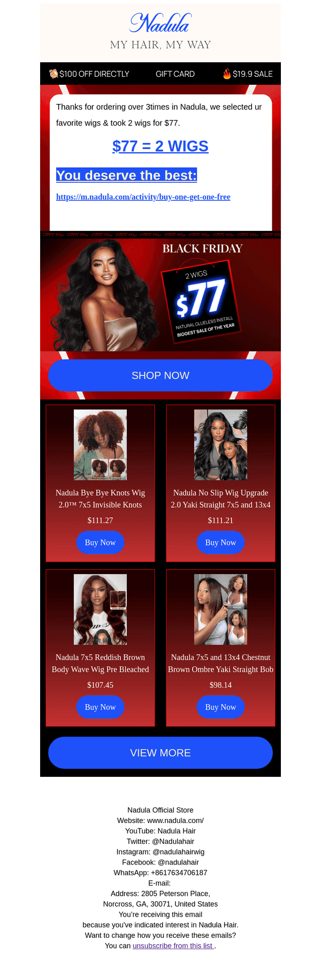 [Order Update] Your 2 WIGS order($77) will Expire Tonight.