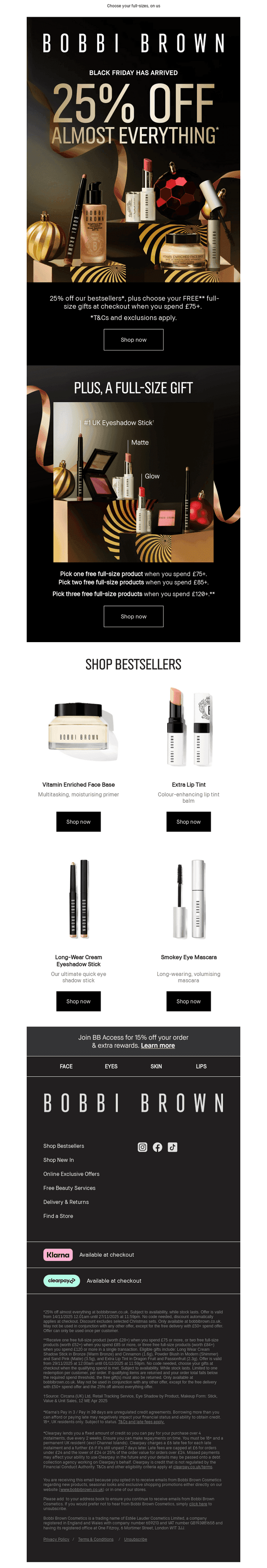 Bobbi Brown Cosmetics email from Sat, Nov 29, 2025