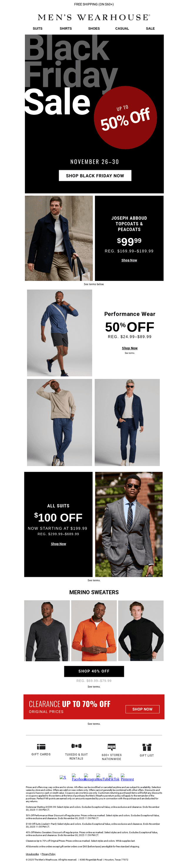 Men's Wearhouse email from Sat, Nov 29, 2025