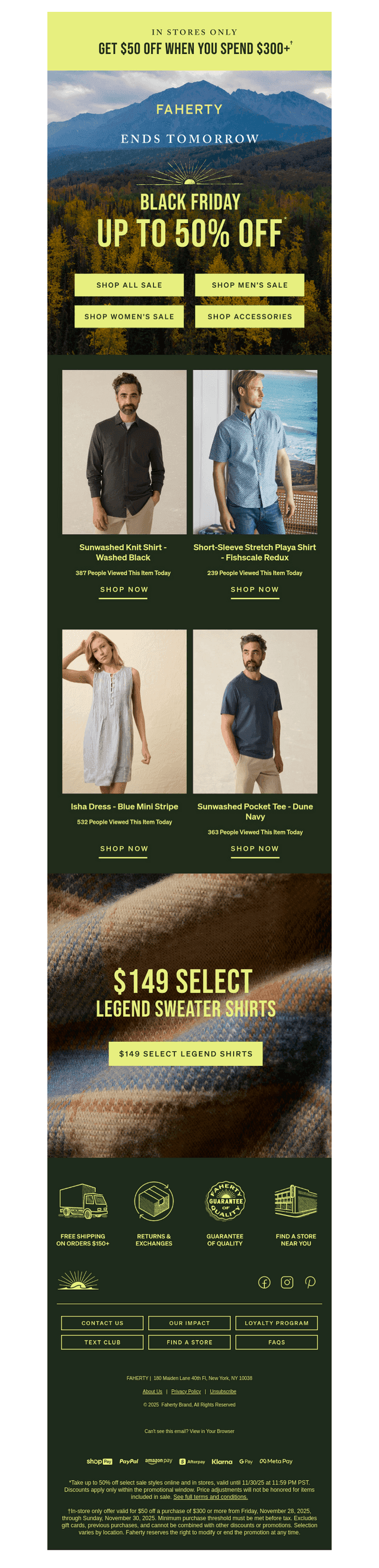 Faherty Brand email from Sat, Nov 29, 2025