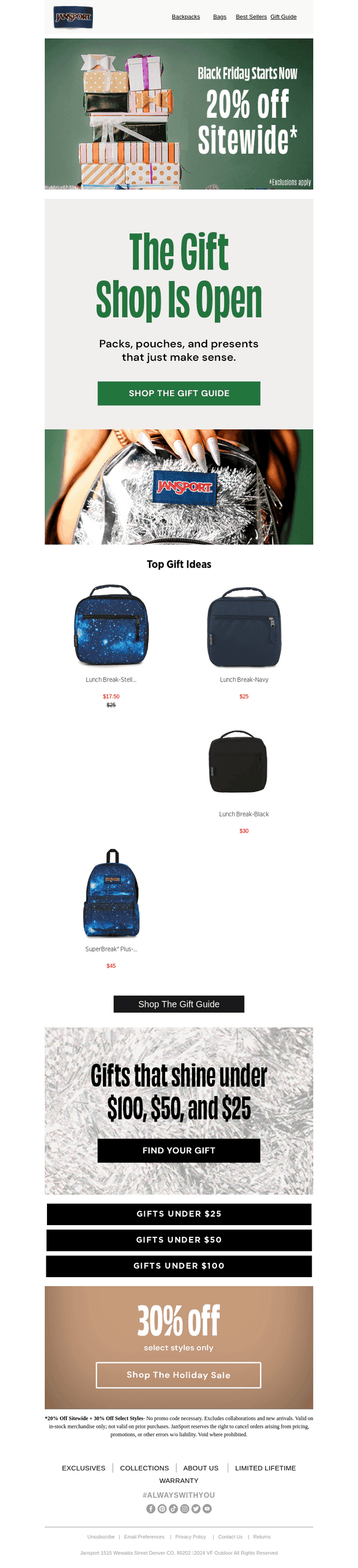 Packs + presents under $100