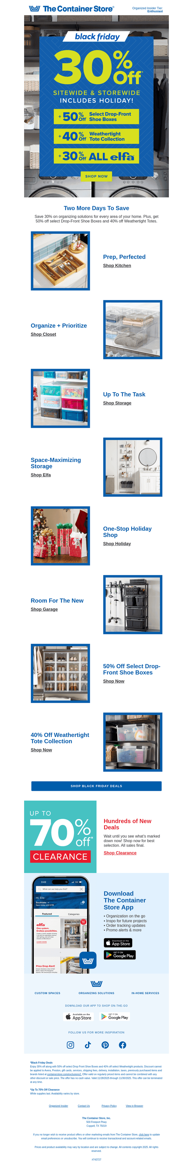 The Container Store email from Sat, Nov 29, 2025