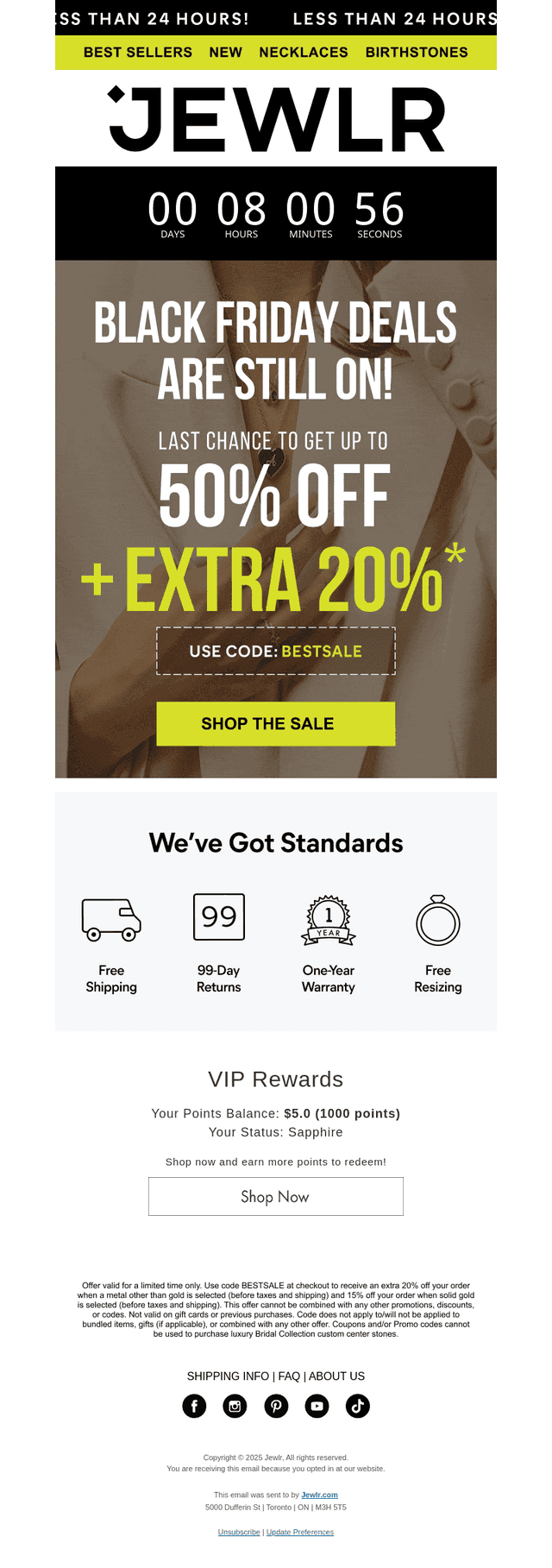 FINAL HOURS for Extra 20% off + 15% off solid gold