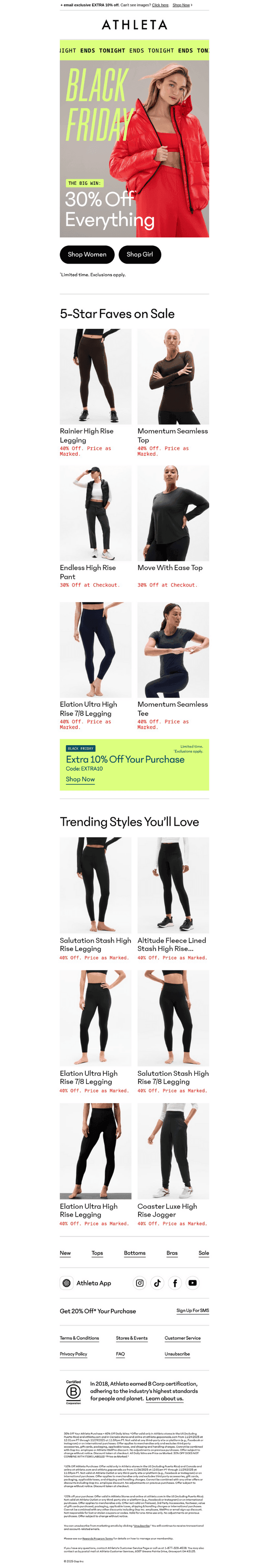 Athleta email from Sat, Nov 29, 2025
