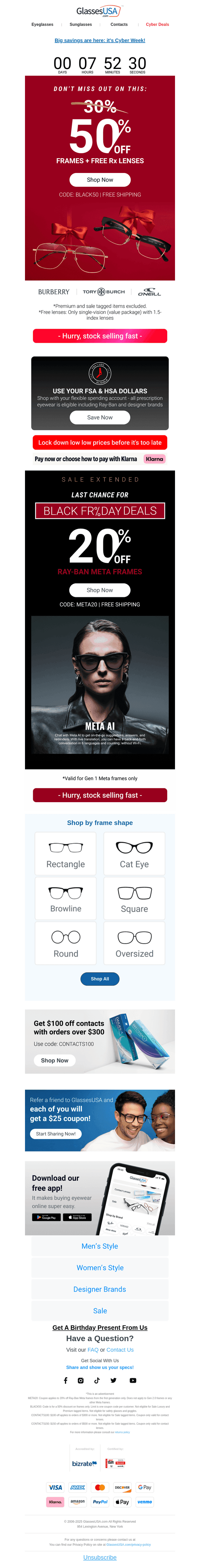 Glasses USA email from Sun, Nov 30, 2025
