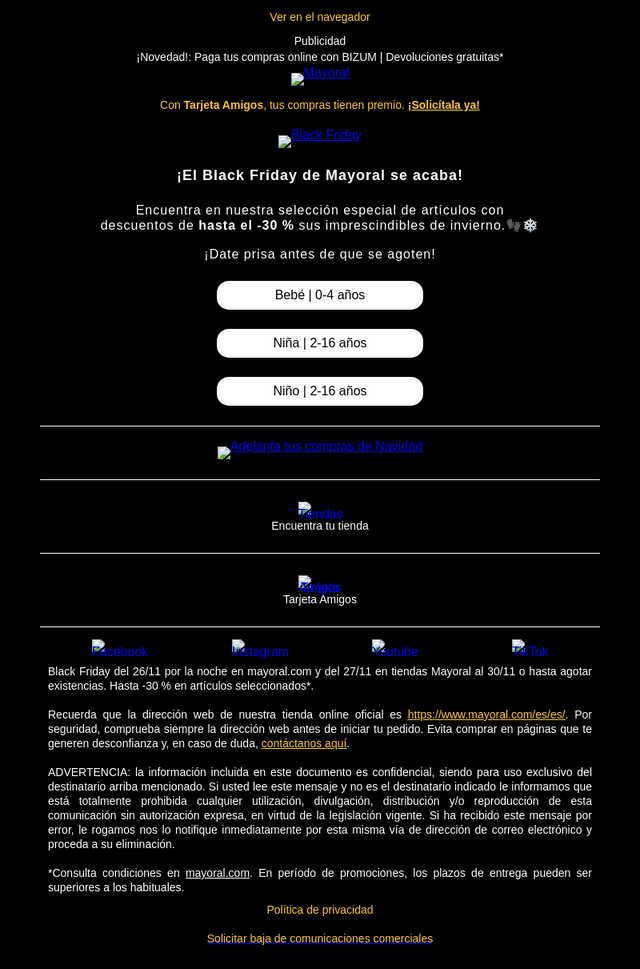 mayoral.com email from Sun, Nov 30, 2025