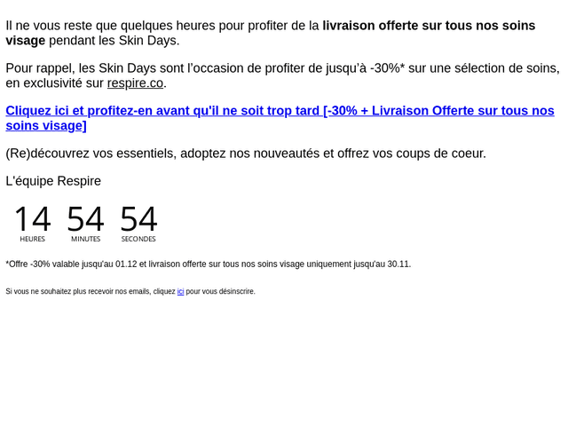 Livraison offerte : dernières heures