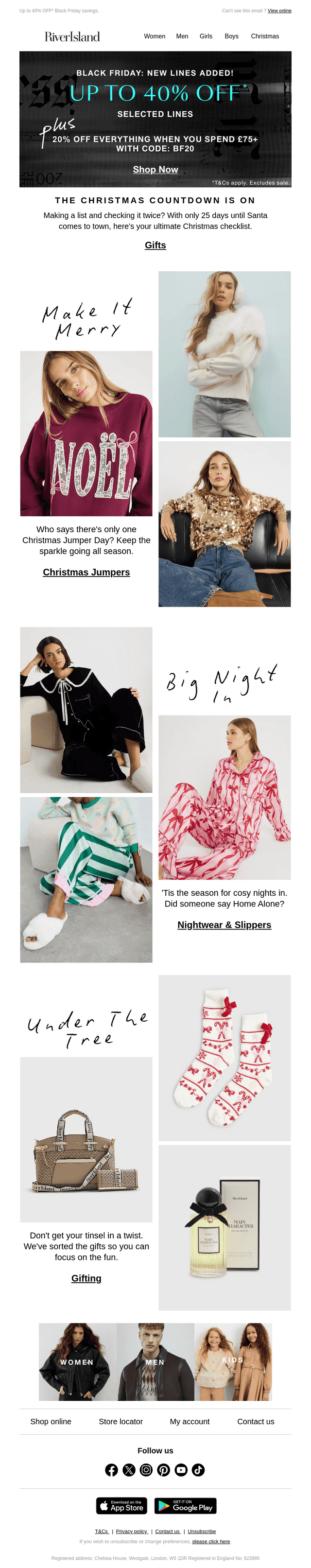 River Island email from Sun, Nov 30, 2025