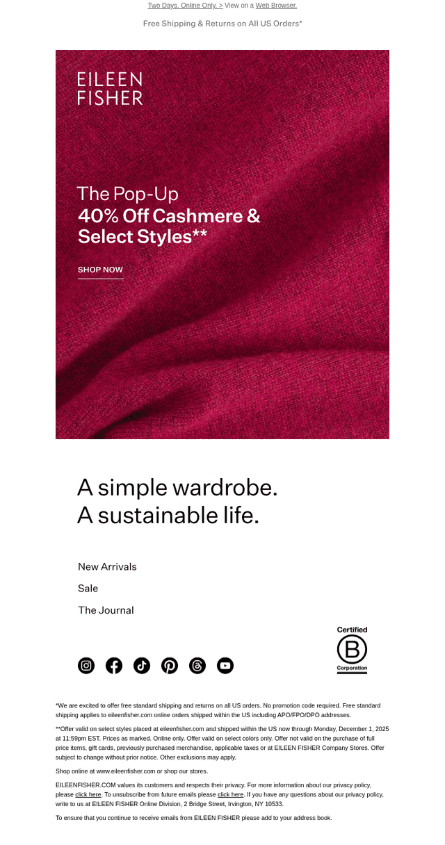 40% Off Cashmere & Select Styles