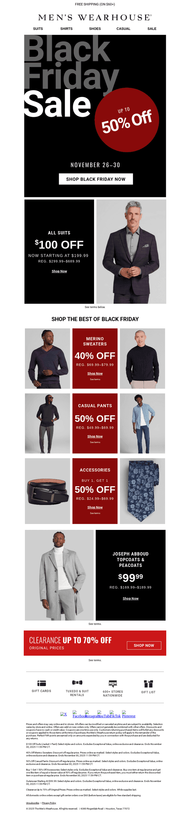 Men's Wearhouse email from Sun, Nov 30, 2025