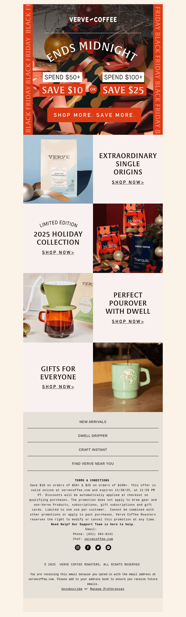 Verve Coffee Roasters email from Sun, Nov 30, 2025