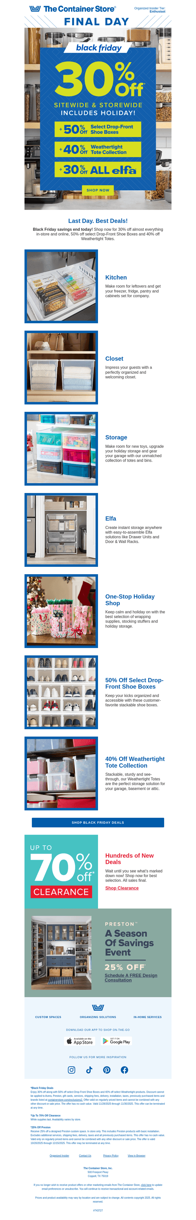 The Container Store email from Sun, Nov 30, 2025