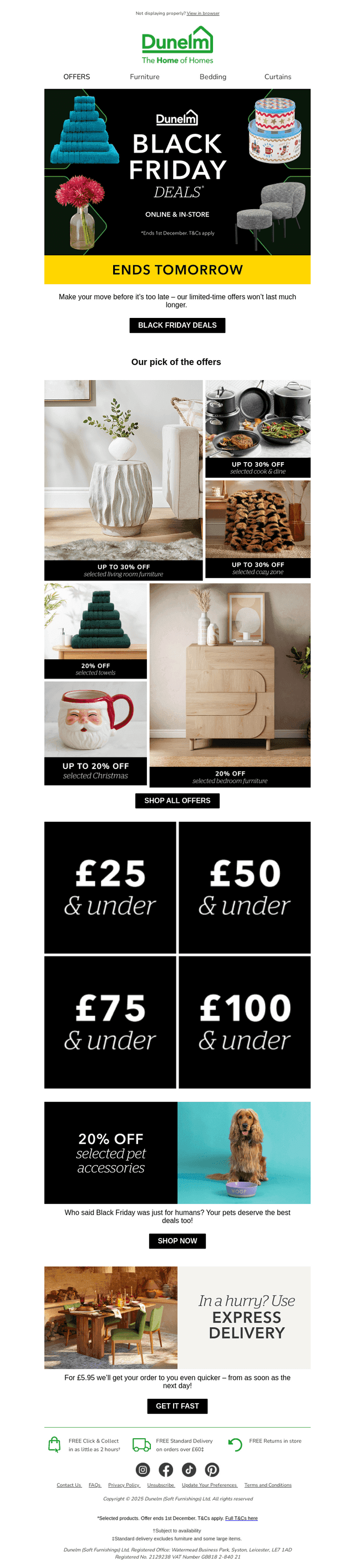 Dunelm email from Sun, Nov 30, 2025
