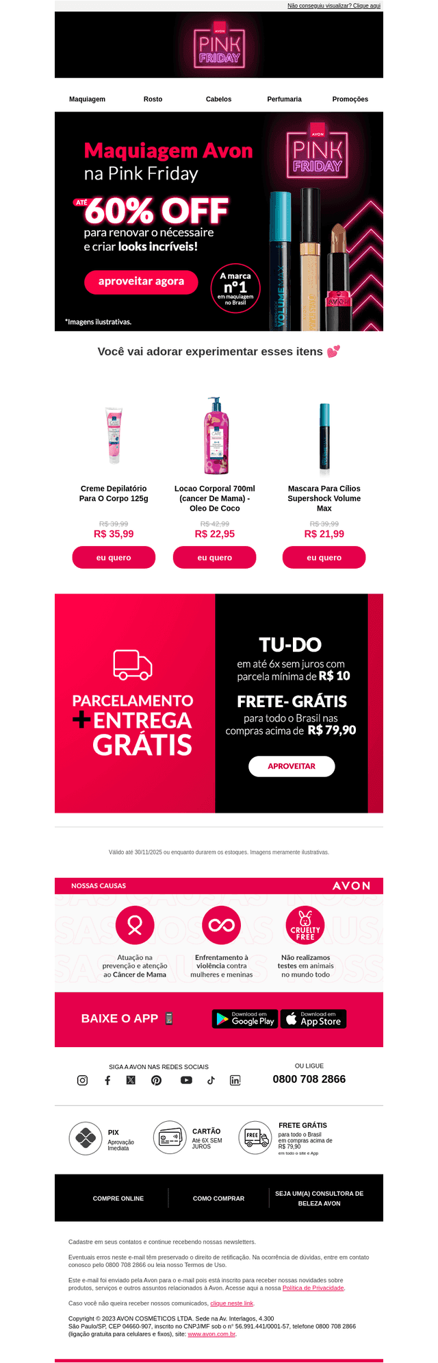 Até 60% OFF em make aqui 🤩