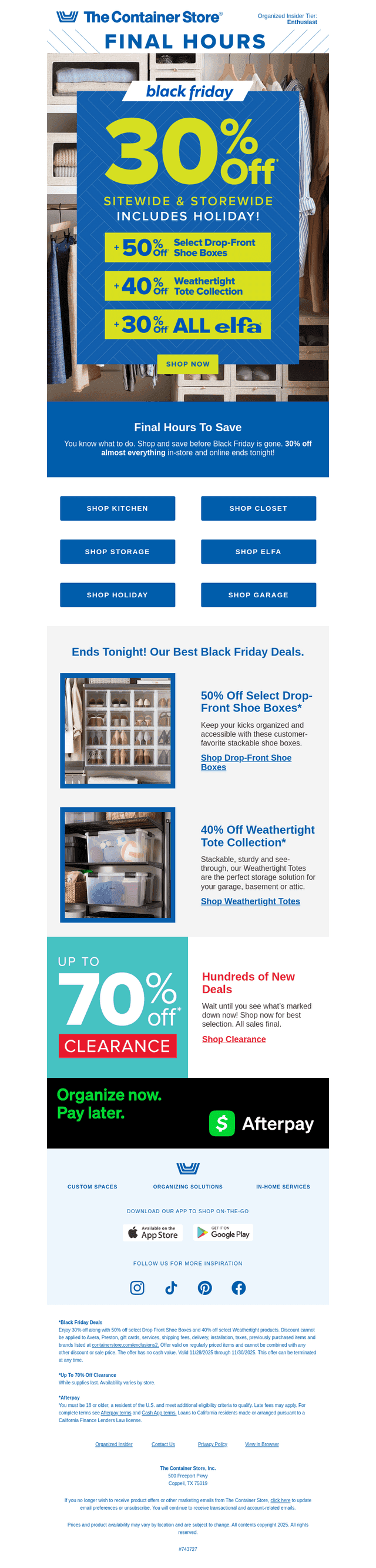 The Container Store email from Sun, Nov 30, 2025