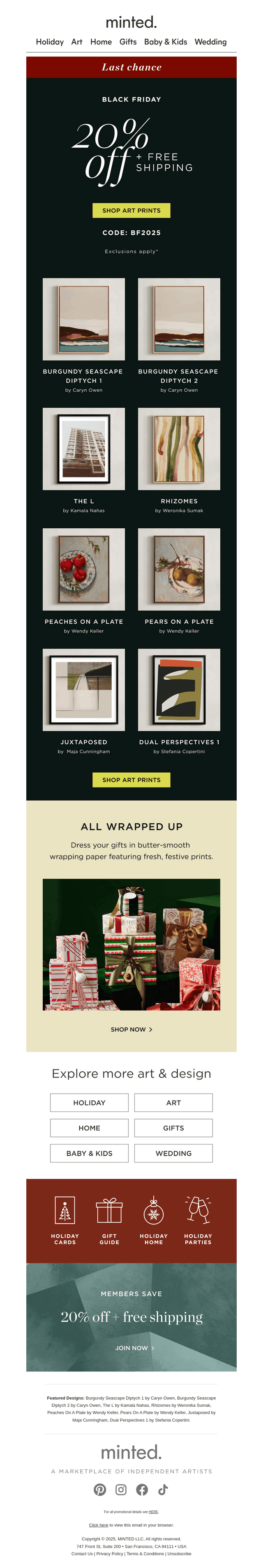 FINAL HOURS: 20% off art + free shipping