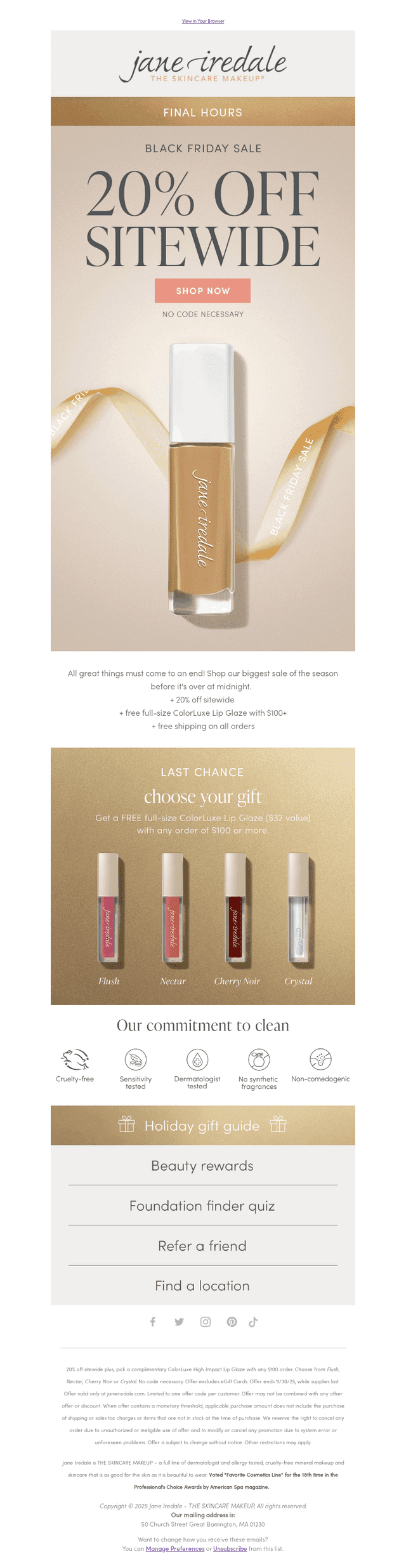 Final hours! 20% off sitewide + free full-size gift