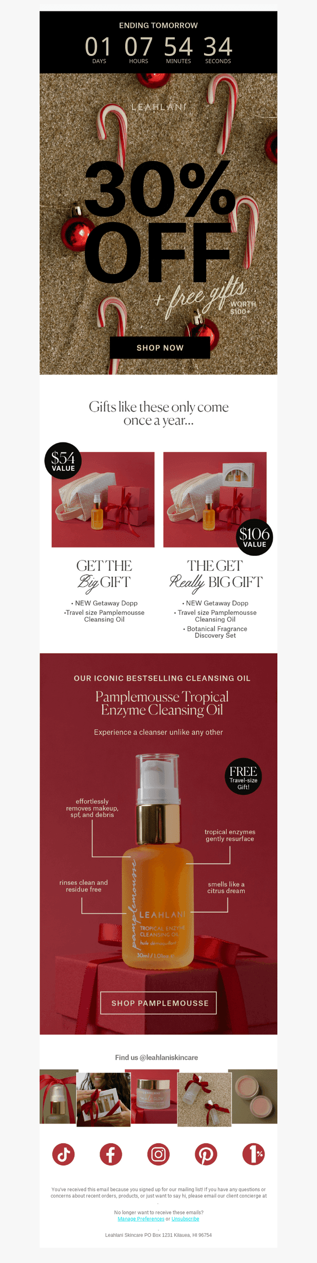 Leahlani Skincare email from Mon, Dec 1, 2025