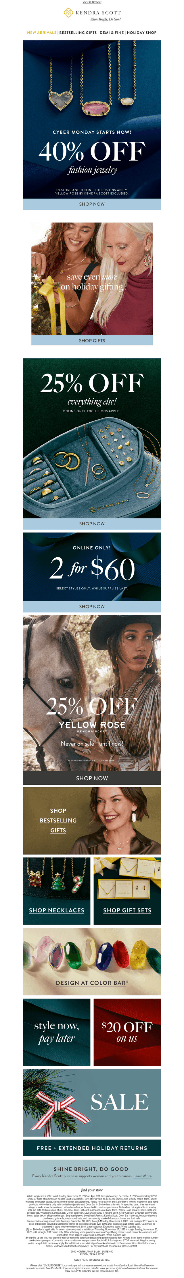 Kendra Scott email from Mon, Dec 1, 2025