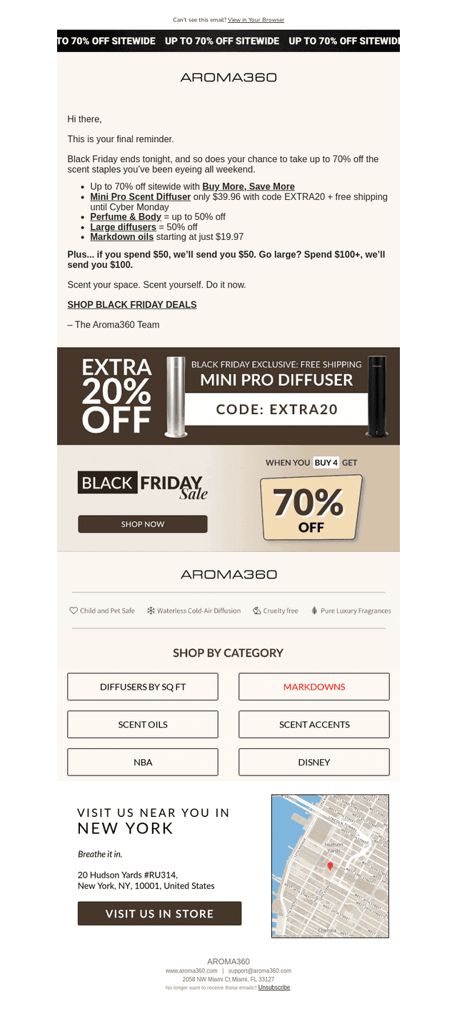 Aroma360 email from Mon, Dec 1, 2025
