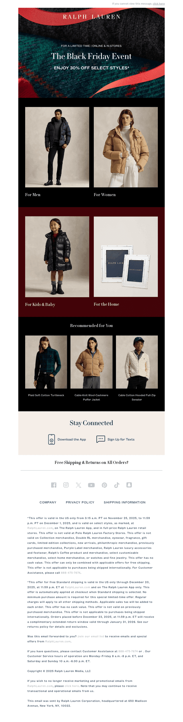 Ralph Lauren email from Mon, Dec 1, 2025