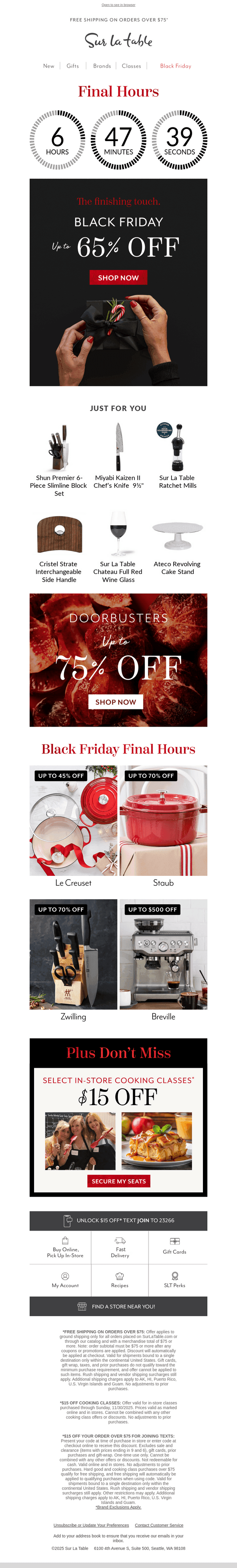 Sur La Table email from Mon, Dec 1, 2025