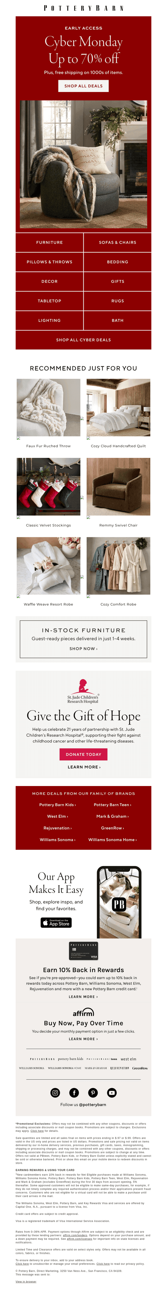 Pottery Barn email from Mon, Dec 1, 2025