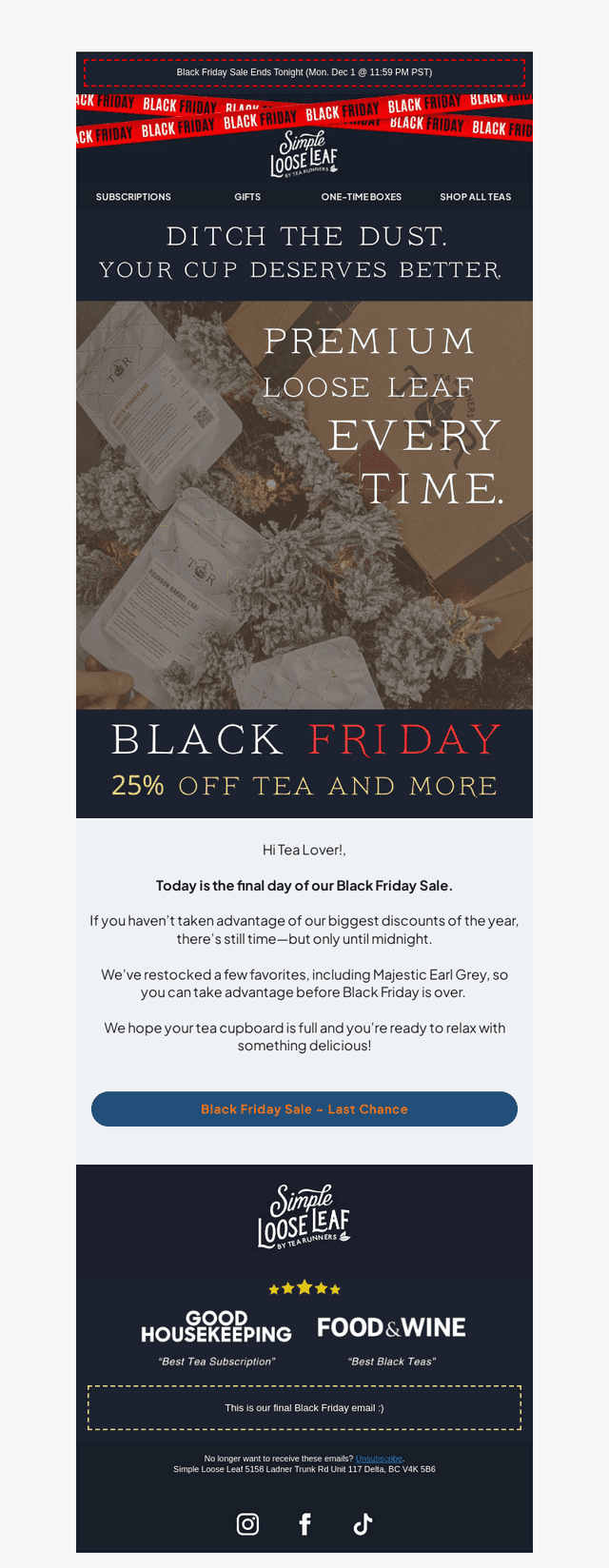 Simple Loose Leaf email from Mon, Dec 1, 2025