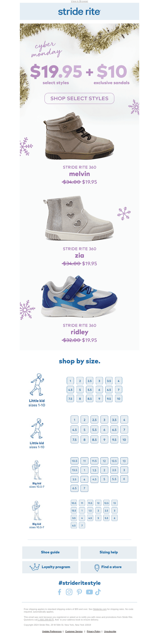 Stride Rite email from Mon, Dec 1, 2025