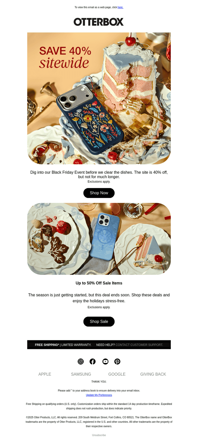 OtterBox email from Mon, Dec 1, 2025
