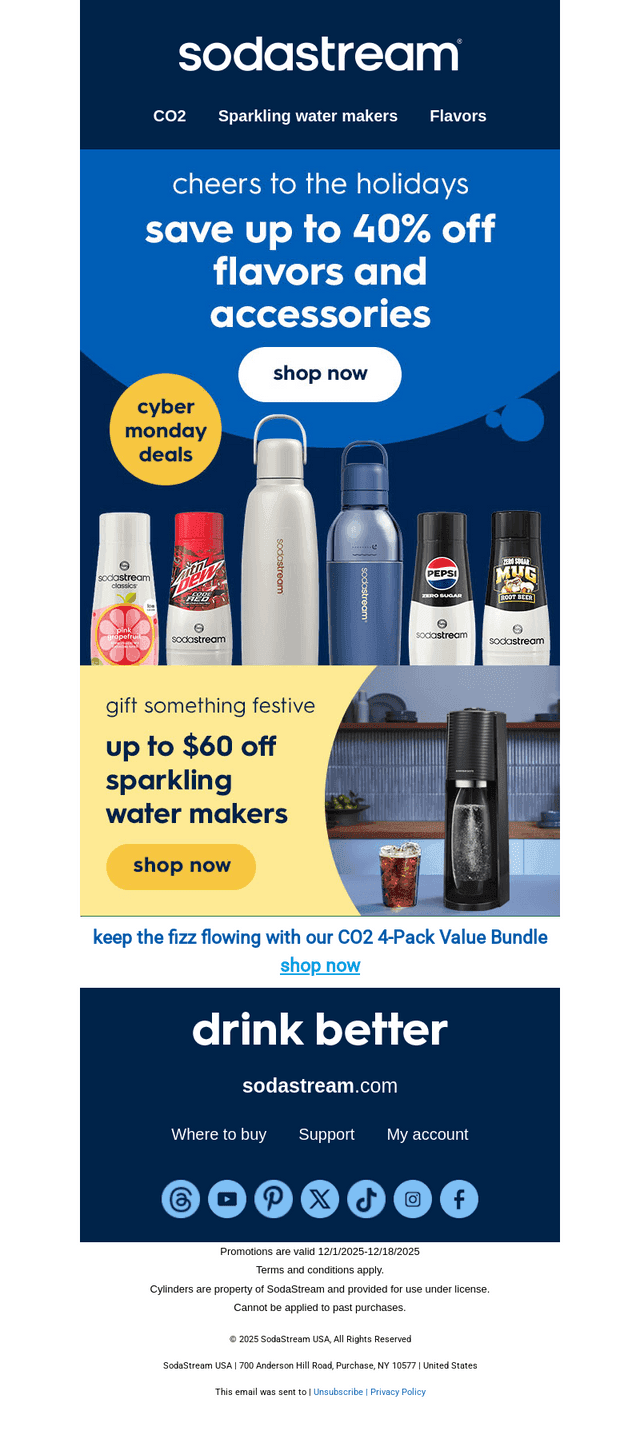 SodaStream email from Mon, Dec 1, 2025