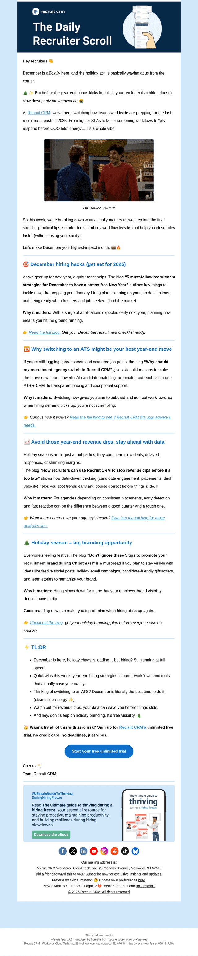 Recruit CRM email from Mon, Dec 1, 2025